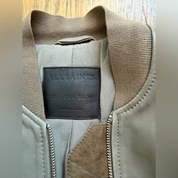 All Saints Olive Leather Jacket - Picture 6 of 11